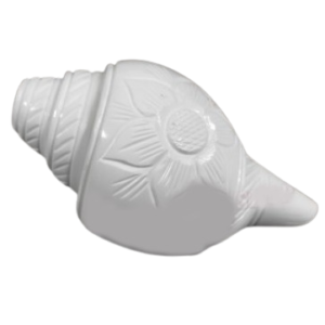 Original Vamavarti Blowing Shankh with Flower Design - 6 Inches