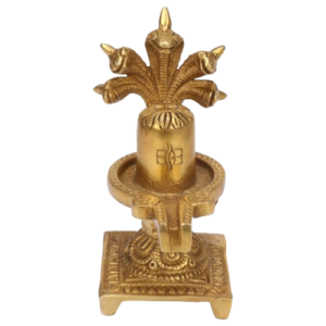 Auspicious Shivling with Nag Devata in Brass - Height_3 inch