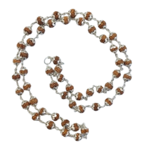 सिल्वर कैप रुद्राक्ष माला 54 बीड्स – Silver Cap Rudraksha Mala 54 Beads